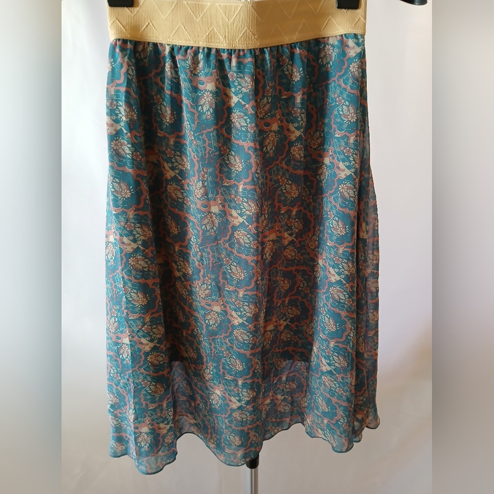 Lularoe Lola Teal‎ and Gold Skirt Size XS NWT